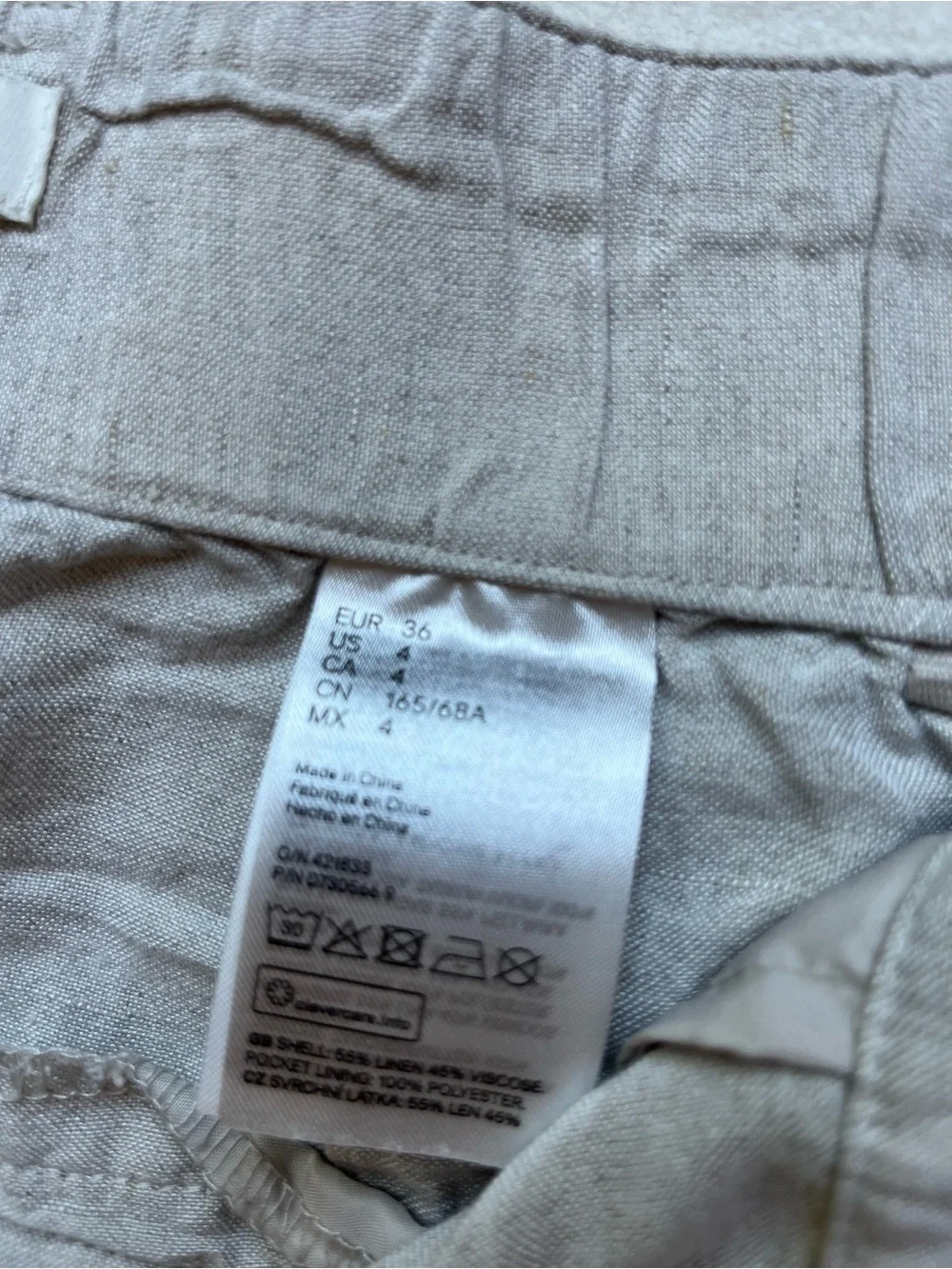 H&M Wide Leg Linen-Blend Crop Pants in Light Beige